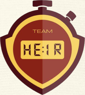 Team Heir logo, stoppeklokke-skjold av Tone og Marius